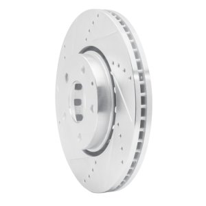 Mazda CX-5 Brake Rotor (1) - Front Left - R1 Concepts - Drilled & Slotted - Silver - `16-`25